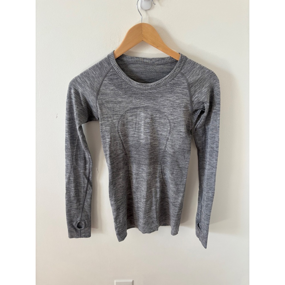 Lululemon Swiftly Tech Long Sleeve 2.0 Grey Space Dye Thumbhole Top Size 4